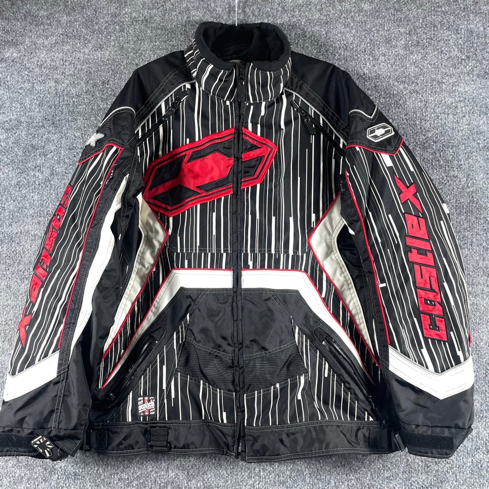 Castle X Racewear Jacket Mens XXL Black White Red Snowmobile Racing Lined Warm